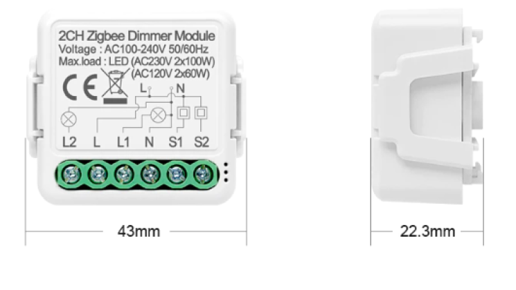 2 rühma Zigbee valguse hämarduslüliti moodul