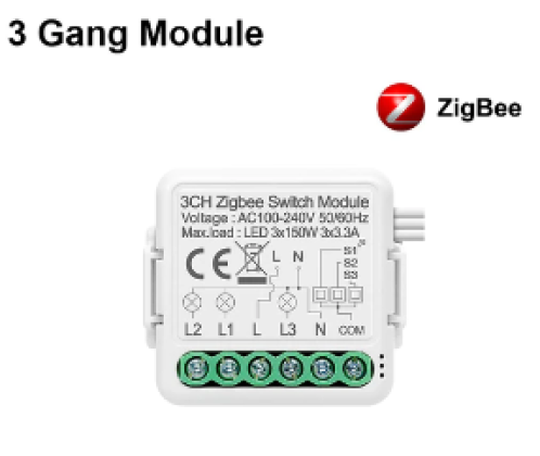 Zigbee Smart Light Switch Module,3 Gang Automation